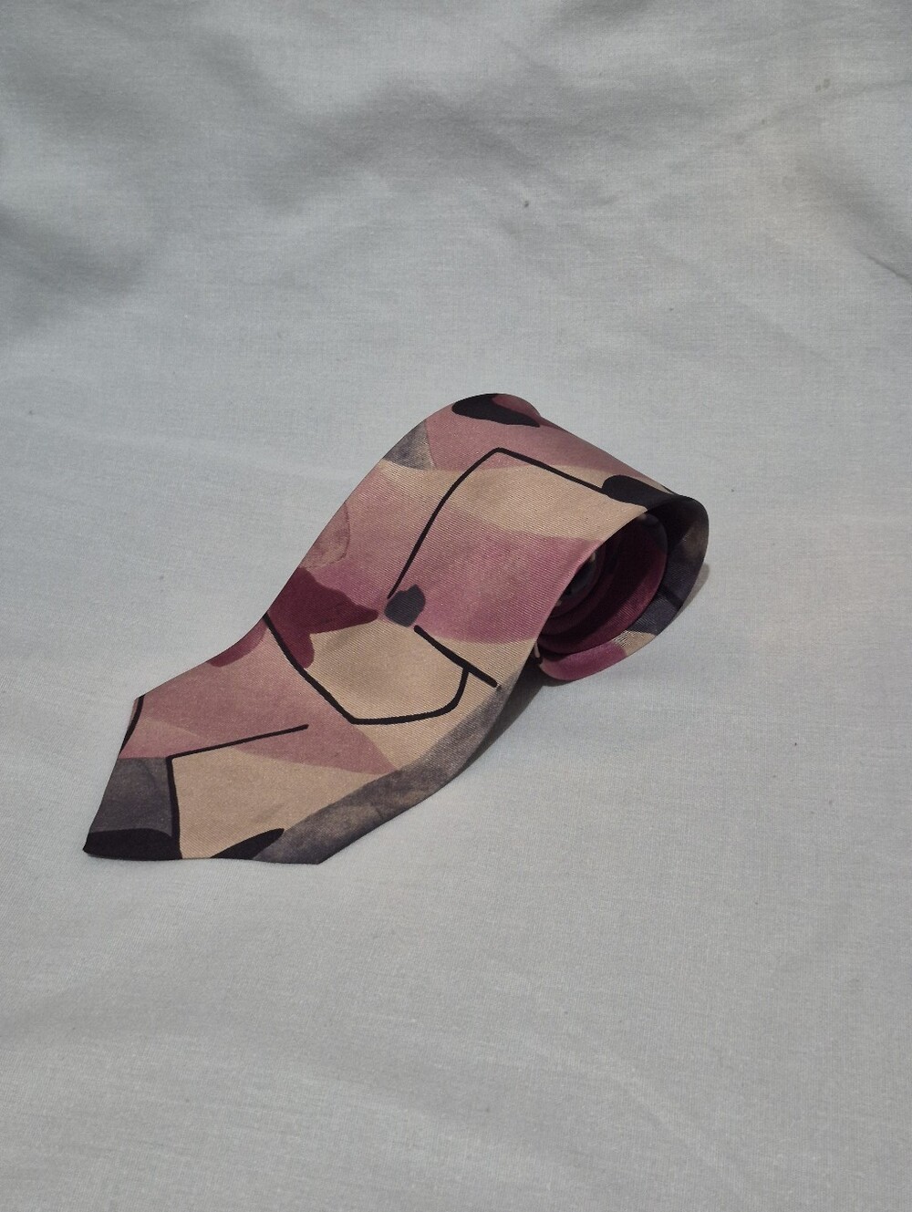 Oscar de la Renta Rose and Cream Abstract Silk Tie